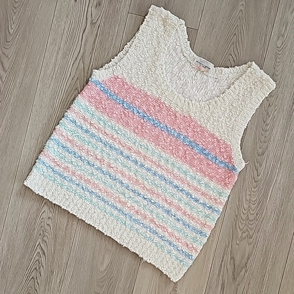 Vintage Soft Girl Pastels Eclectic Grandpa Knubby Pastel Sleeveless Top, Med - Picture 1 of 11